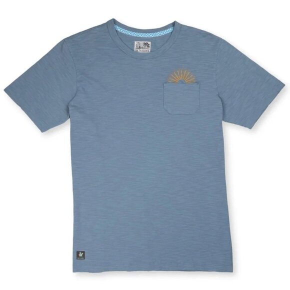 Baja Llama Dusty Blue Sun Embroidered Slub Pima Tee - Picture 1 of 3